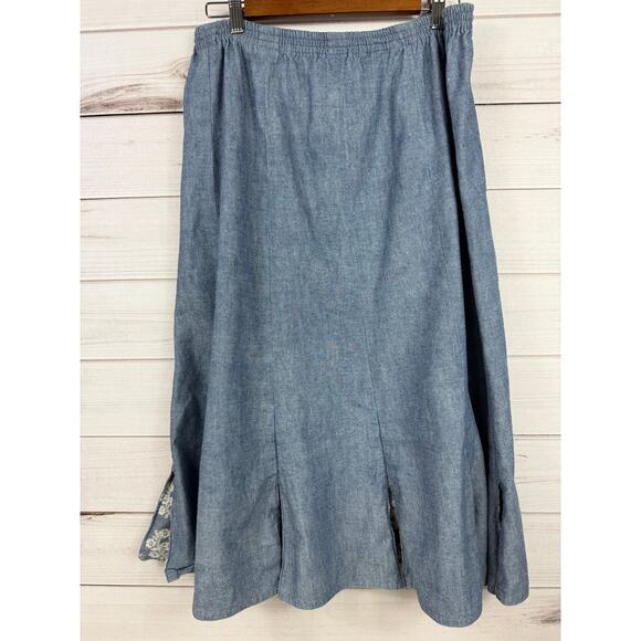 Vintage Denim Skirt TESA Sport du‎ Monde Floral Midi Size Large - Picture 2 of 7